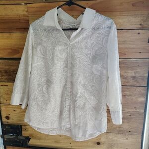 Coldwater Creek White Paisley Women's Top VINTAGE, MINIMALIST, BOHO, BEACH, CHIC